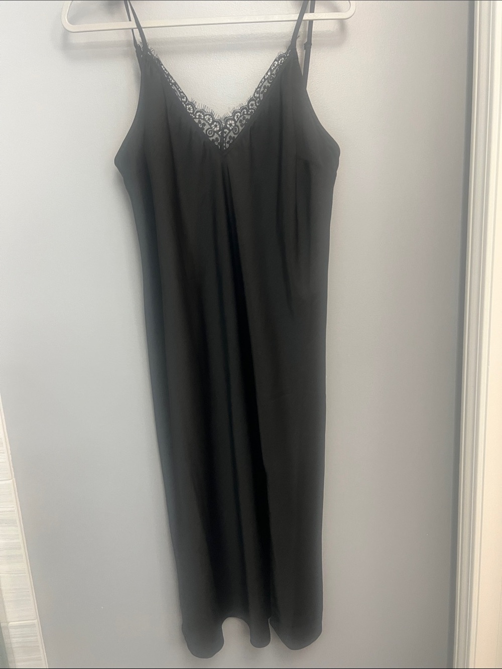 Black Lace-Trim Slip Dress